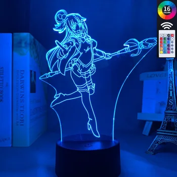 Anime KonoSuba Aqua Led Nakts Gaisma Aqua Lampas Guļamistabas Dekors Dzimšanas dienas Dāvanu Romāns KonoSuba Gaismas Sīkrīku Piliens Kuģniecība
