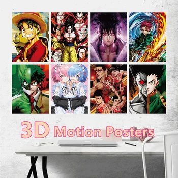 Anime Kustības 3d Plakāts 3D Lēcas Drukāšanas DBZ/ONE PIECE /NARUTO Anime 3D-trīsdimensiju Gleznas 3d Drukas Krāsošana