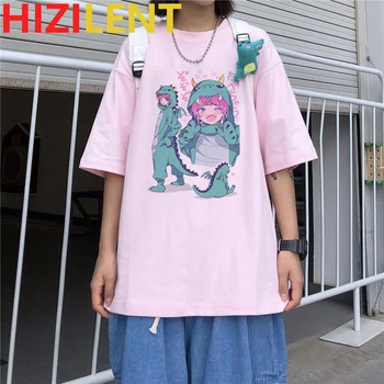 Anime Meitene Goth Loli kawaii sieviete Drukāts Apģērbu Japāņu Streetwear cosplay Harajuku Gadījuma Tendence Grafiskais Izmēra T-krekls