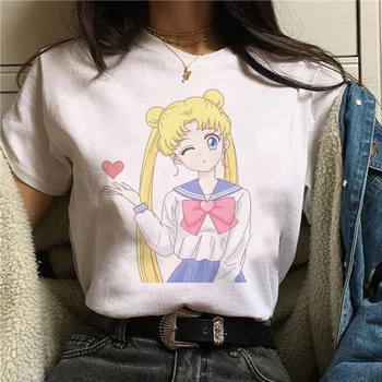 Anime Sailor Moon Ir 2021. T-krekli Drukāt Dāmas T-krekls Dāmas Gadījuma Pamata O Kaklu Balta Cieta viela Krekls ar Īsām Piedurknēm, Sieviešu t-veida