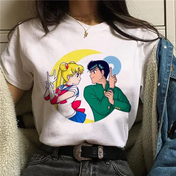 Anime Sailor Moon Ir 2021. T-krekli Drukāt Dāmas T-krekls Dāmas Gadījuma Pamata O Kaklu Balta Cieta viela Krekls ar Īsām Piedurknēm, Sieviešu t-veida