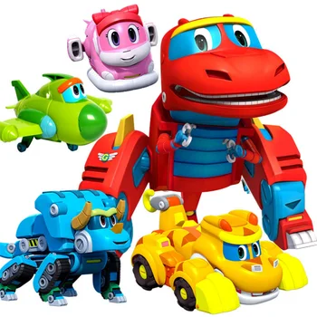Anime mini robots Gogo Dino ABS Deformācijas Auto/Lidmašīnu robots Darbības Rādītāji REX/PING/VIKI/TOMO Transformācijas Dinozauru rotaļlietas