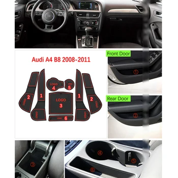 Anti-slip Durvju Gumijas Kausa Spilvenu Audi A4 B8 2008~2011 2009 2010 8K S4 RS4 S līnijas RS 4 Groove Paklāji, Auto Interjera Aksesuāri