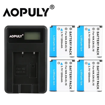 Aopuly EN-EL19 Akumulatora Lādētājs Nikon Coolpix S32 S33 S3500 S4100 S4150 Enel19 par S100 S2500 S2750 S3100 S3200 S3300 S3400