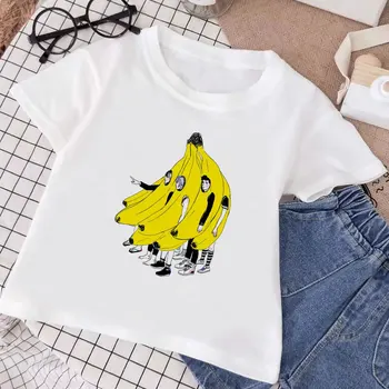 Apaļa Kakla Jaunas Harajuku Vasaras Zēnu T Krekls Gorilla Mīlestību Banānu Drukātā veidā T-krekls Bērniem, Multiplikācijas filmu Kawaii Atpūtas Meitenes Krekli
