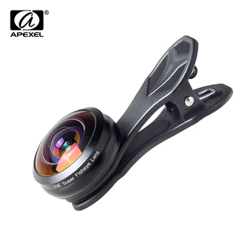 Apexel Redzes Pro objektīvs universālā 238 grādu Ultra platleņķa objektīvs 0.2 x Super platā fish eye (zivs acs lentes iPhone Samsung viedtālrunis