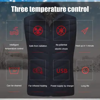 Apkures veste mazgājams USB uzlādes apkures silta veste trīs ātrumu kontrolēt temperatūru, silda āra jaka tūrisma pārgājieni, golfa