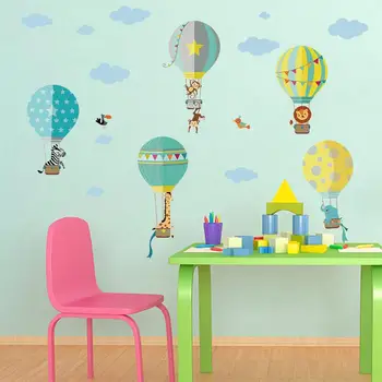 Aplikācijas sienas aplikācijas karstā gaisa balonu un dzīvnieku žirafe sienas uzlīmes bērnistabai bērnu istaba dzīvojamā istaba guļamistaba sienu apdare
