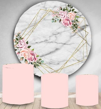 Aplis fotogrāfijas fons Marmora tekstūru rozā roze dzimšanas dienas svinības banner kārta photo booth fona deserta kūka galda vinila