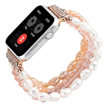 Aproce watchband Apple Skatīties 5 44mm 40mm iwatch 4 3 Joslu 42mm 38mm Meitene Cute Roku Modes kristāla Elastīgs pērle Siksna