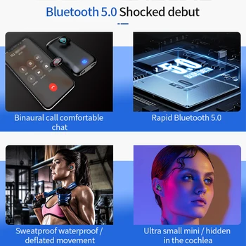 Ar 6000mAh Maksas Rūtiņu Bluetooth Austiņas TWS Stereo Sporta Bluetooth Austiņas, Duālais Mikrofonu Bezvadu Earbuds Par Xiaomi iPhone