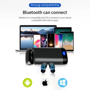 Ar 6000mAh Maksas Rūtiņu Bluetooth Austiņas TWS Stereo Sporta Bluetooth Austiņas, Duālais Mikrofonu Bezvadu Earbuds Par Xiaomi iPhone