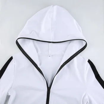 Ar Garām Piedurknēm Raibs Melna Balta Rāvējslēdzēji Jumpsuit 2020 Rudens Ziemas Stretchy Streetwear Tērpiem Ķermeņa
