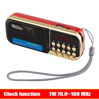 Ar Pulksteņa Funkcija, FM 70~108MHz Mini Portatīvo FM Radio, Skaļrunis TF USB, MP3 Atskaņotājs, 3,5 mm Austiņu Izeja 18650 Uzlādējams Akumulators