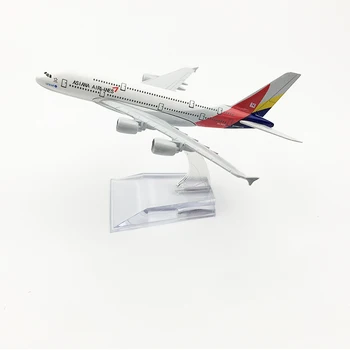 Asiana Airlines Lidmašīnas modeli Airbus A380 lidmašīnas 16CM Metālu sakausējumu lējumiem 1:400 lidmašīnas modeli, rotaļlietas bērniem Bez shippin