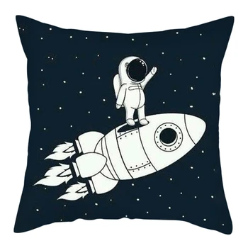 Astronauts Raķešu Mēness Dīvāns Dekoratīvs Spilvens attiecas Spilvena Vāka Poliestera Mest Spilvendrāna Mājas Krēsls Fundas De Cojin