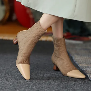 Asumer 2020. gadam, modes Dizains potītes zābaki sieviešu 6cm augsts papēdis, elegants puse, kāzu kurpes vintage rudens ziemas zābaki sieviete