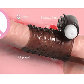 Atkārtoti Vīriešiem vibrācijas Kavēšanās Bloķēšanas Spermas naudas Sodu Vīriešu Vibratoru prezervatīvu Penis Extender Piedurknēm Dick Gredzens Seksa Rotaļlietas Intīmās Preces