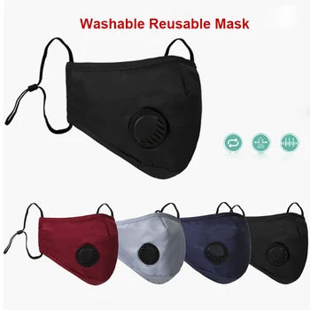 Atkārtoti lietojami Kokvilnas, Masku, Elpošanas Vārsts PM2.5 Anti-Putekļu Sejas Maskas Unisex 5-slāņa Aizsardzības Filtrs Resuable masker āra