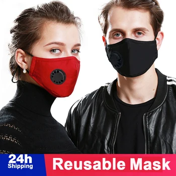Atkārtoti lietojami Kokvilnas, Masku, Elpošanas Vārsts PM2.5 Anti-Putekļu Sejas Maskas Unisex 5-slāņa Aizsardzības Filtrs Resuable masker āra