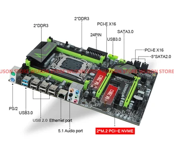 Atlaides HUANANZHI X79 pamatplates ar DUAL M. 2 slots CPU Xeon E5 1650 C2 3.2 GHz ar vēsāka RAM 32G(4*8G) GPU GTX1050TI 4G