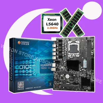 Atlaides mātesplati ar CPU RAM zīmola HUANAN ZHI X58 Pro LGA1366 mātesplati komplektā CPU Intel Xeon L5640 2.26 GHz RAM 16.G(2*8G)