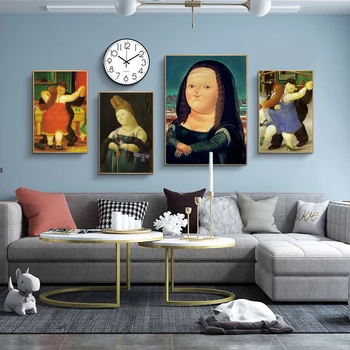 Audekls Art Sienas Gleznojums, Ziemeļvalstu Funny Mākslas Mona Lisa Audekla Gleznas Slavenā Sienas, Mākslas Plakāti un Izdrukas Abstraktās Mākslas Bildes