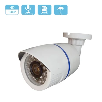 Audio 1080P 2MP, HD IP Kameru Micro SD Kartes Slots Vadu CCTV Kameras Drošības Uzraudzības Nakts Redzamības Āra Ūdensizturīgs Kameras