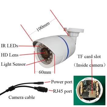 Audio 1080P 2MP, HD IP Kameru Micro SD Kartes Slots Vadu CCTV Kameras Drošības Uzraudzības Nakts Redzamības Āra Ūdensizturīgs Kameras