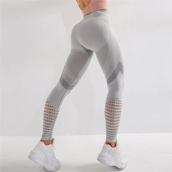 Augsta vidukļa bezšuvju zeķes sievietēm dobi no sporta legging super elastīgs jogas bikses fitnesa sporta zeķes skriešanas bikses