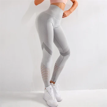 Augsta vidukļa bezšuvju zeķes sievietēm dobi no sporta legging super elastīgs jogas bikses fitnesa sporta zeķes skriešanas bikses