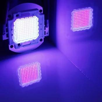 Augstas Jaudas Led Chip 100W Violeta Ultravioleto (UV 405nm / 3000mA / DC 30V-34V / 100 W) SMD COB Gaismas 100 W ultravioleto Spuldzes Lampas