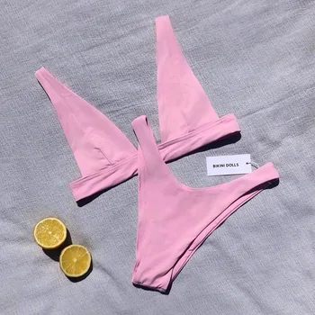 Augstas Kvalitātes Karstā Pārdošanas Sieviešu Split Tipa tīrtoņa Krāsu Underwire Push up Bikini Grūti Kausa peldkostīms divdaļīga Bikini Peldkostīmi