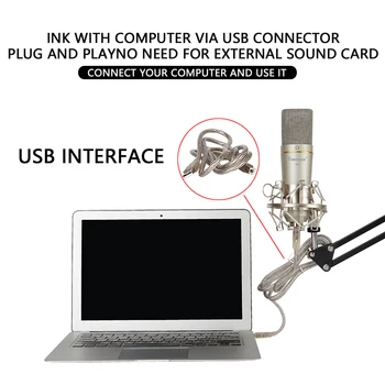 Augstas Kvalitātes Profesionālu Vadu USB Datora Kondensatoru Dinamisku Studijas Ieraksta Mikrofons YR03