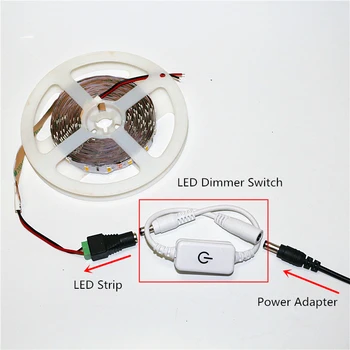 Augstas Kvalitātes iTouch LED Dimmer Slēdzi, 12V 24V White / Black LED Kontrolieris Ar DC Sieviete & Vīrietis Spraudnis Vienu Krāsu LED Lentes