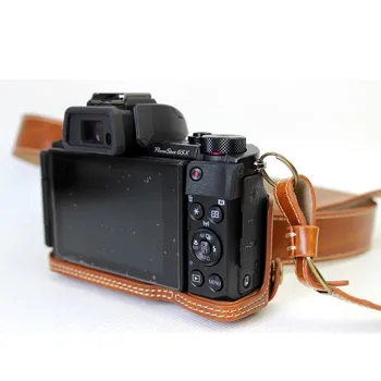 Augstas kvalitātes Retro Vintage PU Ādas Fotokameras soma Pārsegs Soma Canon PowerShot G5X G5 X Ar Grunts Akumulatora Atvēršana