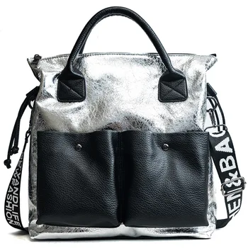 Augstas kvalitātes handbag2020new Eiropas un Amerikas modes dāmas vienu plecu messenger bag sudraba lielas ietilpības soma ikdienas soma