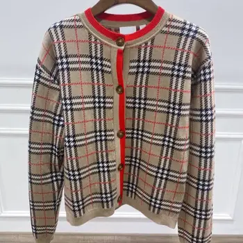 Augstas kvalitātes rudens sākumā neto red jaunu B grupas classic Pleds apaļu kakla jaka ar korejas džemperis