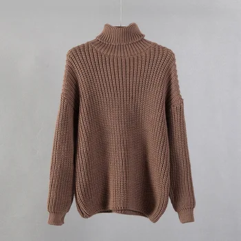 Augstu uzrullētu apkakli džemperis sievietēm 2020. gadam jauna eleganta tīru krāsu kašmira mīksts, biezs, silts sieviešu džemperis