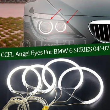 Augstums Kvalitāti CCFL Angel Eyes Komplekts Silti Balta Halo RingFor BMW 6 SĒRIJAS E63 E64 630i 650i 645i 650Ci 645Ci M6 2004-2007 Dēmons Acu