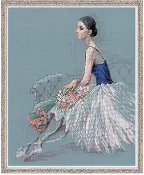 Augstākās Kokvilnas Skaistu Skaitot Cross Stitch Komplekts Balerīna Baleta Dejotājs ar Ziedu Pušķi Dejas