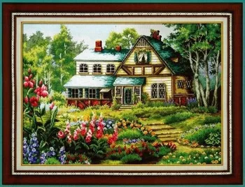 Augstākās Kvalitātes skaisti, jauki skaitot cross stitch komplekts mājā mājās māja mežā DOME 51231