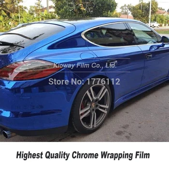 Augstākās kvalitātes Zils Spogulis Chrome Vinyl Wrap Auto Ietīšana Filmu Hroms Spīdums Zils Folija 5ft X 59ft/Roll Vairākas krāsas