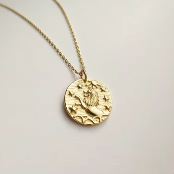Autentisks 925 Sterling sudraba Baroka Dzīvnieku lauva kaklarota zelta kārtu sapnis Baroka Leo zvaigznājā Kulons rotaslietas X174