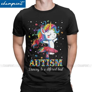 Autisms, Dejas Uz Beat Dažādu Unicorn T Krekli Vīriešu Kokvilnas Vintage T-Krekls Ar Apaļu Apkakli Autismo Autisma Izpratnes Tees