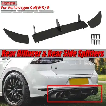 Auto Aizmugurējā Bufera Difuzoru Lūpu Spoilers Sadalītājs un Aizmugurējais Sānu Sadalītāji Balck VW Par Volkswagen Golf MK7 R