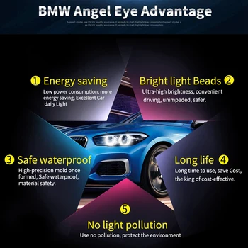 Auto Angel Eye Miglas Lukturi, Xenon White Led Spuldze Lukturis Bmw E39 X83 X3 E53 X5 E60
