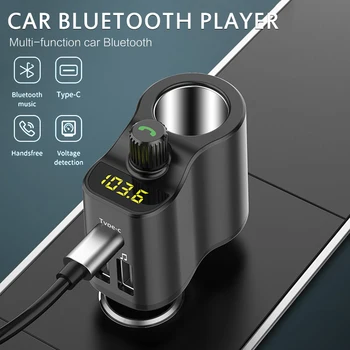 Auto Cigarešu Asc Dual USB Automašīnas Lādētājs& MP3 Player Bluetooth5.0 Tipa C, FM Raidītājs, MP3 Atskaņotājs Automobiļu Auto Aksesuāri