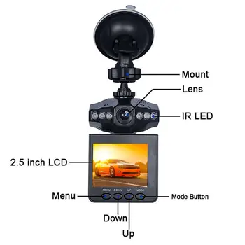 Auto Daļas 2,4 Collu Dash Dambja Automašīnas DVR Kamera 270 Grādiem Virpulis Dash Cam LED IS Vieglo Transportlīdzekļu Satiksmes Dash Video Ieraksti