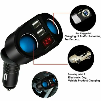 Auto Dual USB piepīpētāja Ligzdas Adapteri Mobilo Telefonu, Lādētāja kontaktu Sadalītāja LED Ciparu Displejs Auto 12V Piederumi
